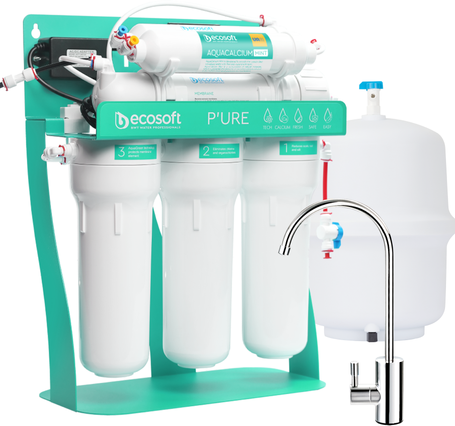 PURE AquaCalcium Mint filtru de osmoză inversă cu pompă pe suport metalic - imagine 14